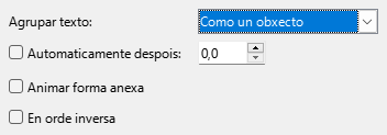 Caixa de diálogo Animación do texto