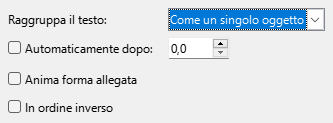 Finestra di dialogo Animazione testo