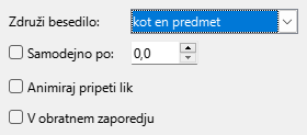 Slika pogovornega okna Animacija besedila