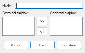 Define Custom Slide Show Dialog