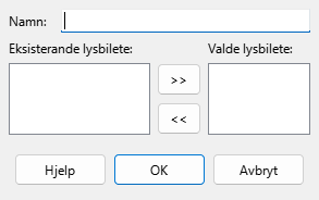 Dialogvindauget for utforming av brukardefinerte framvisingar