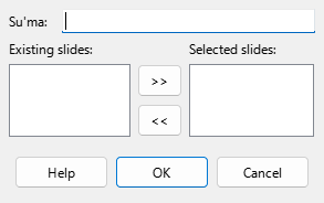 Define Custom Slide Show Dialog