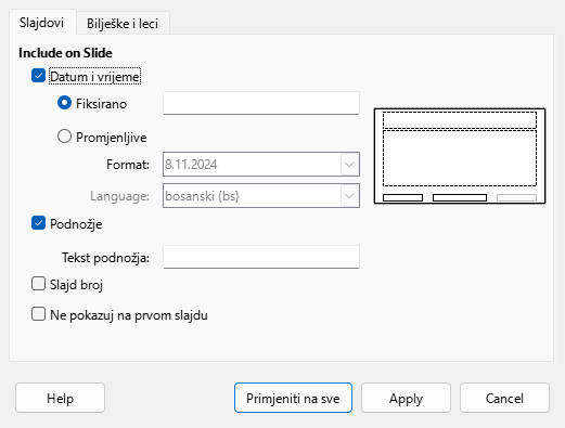 Header Footer Dialog