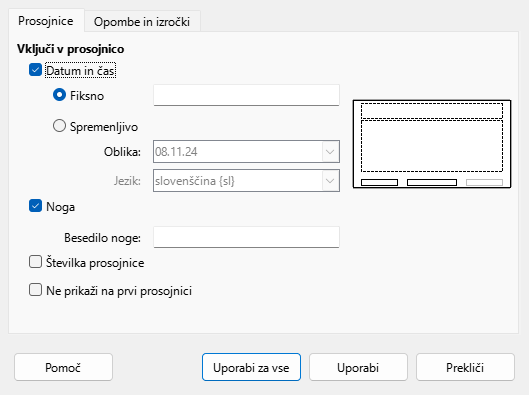 Pogovorno okno Glava in noga