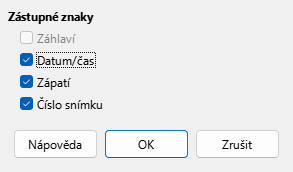 Dialogové okno Rozvržení předlohy