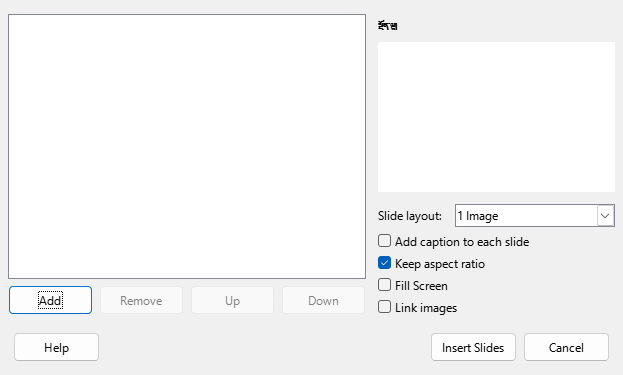 Impress Photo Album Dialog
