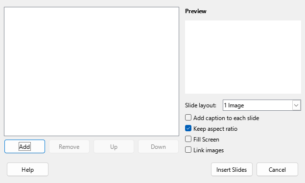 Impress Photo Album Dialogue Box