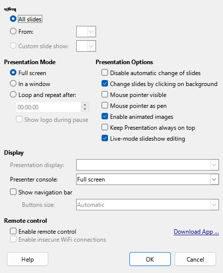 Presentation Dialog