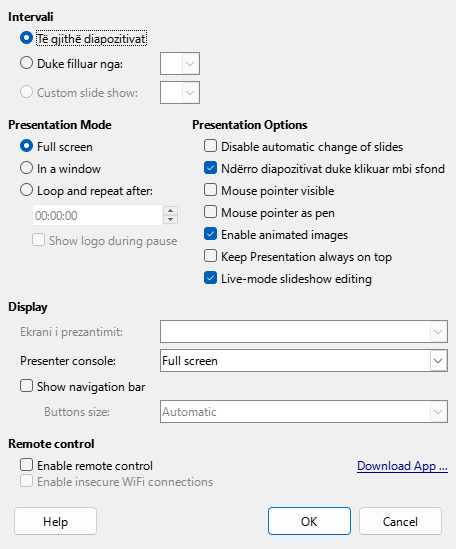 Presentation Dialog