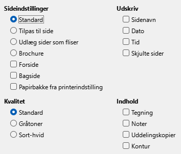 Valgmuligheder  i dialogen Impress Udskriv