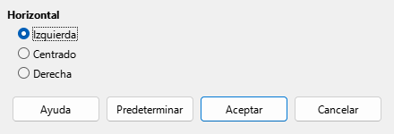 Cuadro de diálogo Alineación