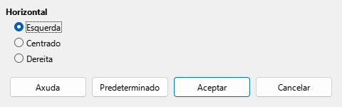 Caixa de diálogo Aliñamento
