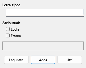 Letra-tipoaren elkarrizketa-koadroa