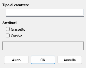 Finestra di dialogo Tipo di carattere