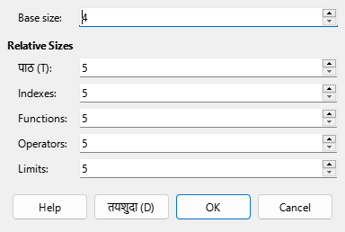 Font Size Dialog