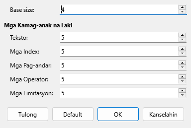 Font Size Dialog