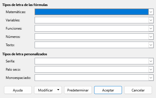 Cuadro de diálogo Tipo de letra