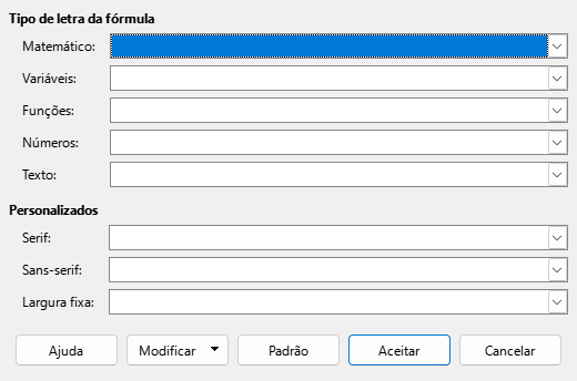Caixa de diálogo Tipo de letra