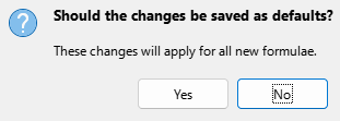 Save Default Dialogue Box