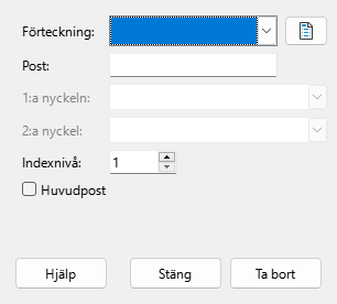 Index entry dialog