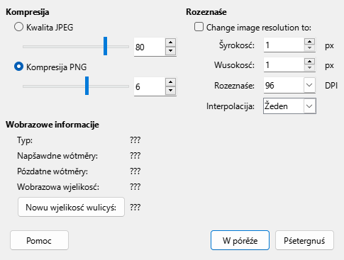Wobraz dialoga Format – Wobraz – Wobraz kompriměrowaś