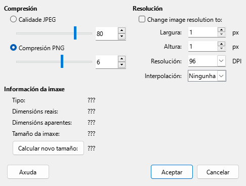 Diálogo de compresión de imaxes