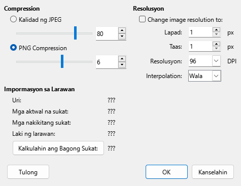 I-compress ang Dialog ng Imahe